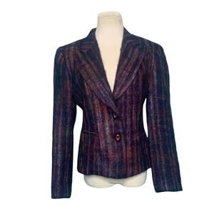 Anne Bowen purple mohair wool 2 button blazer size 8